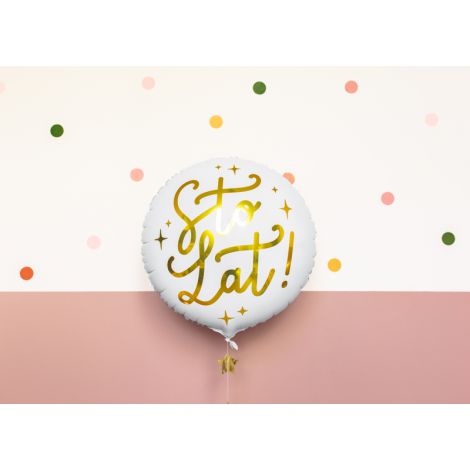 Balon foliowy Sto lat!, 35cm, biały - 2