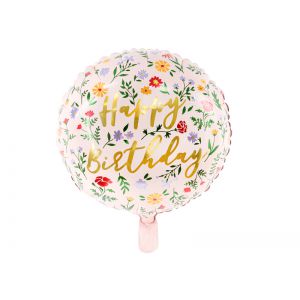 Balon foliowy Happy Birthday, 35cm, jasny różowy