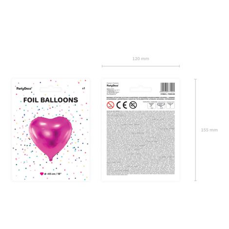 Balon foliowy Serce, 45cm, ciemny róż - 3