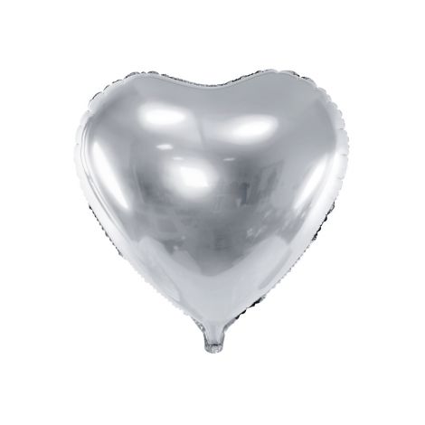 Balon foliowy Serce, 61cm, srebrny
