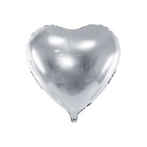 Balon foliowy Serce, 61cm, srebrny
