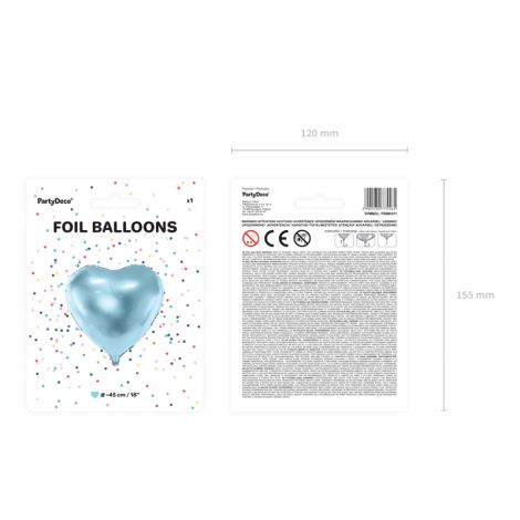 Balon foliowy Serce, 45cm, błękitny - 3
