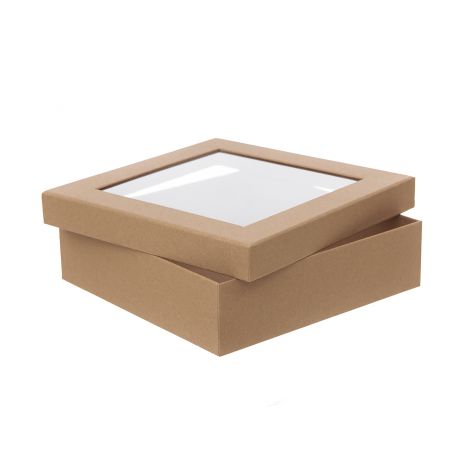 Pudełko Tekturowe Z Oknem 23,5x23,5x6,5cm - Kraft