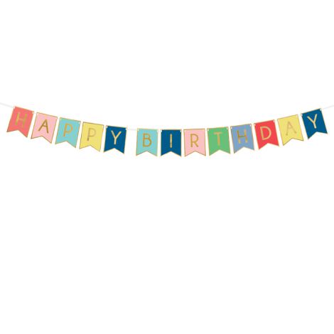 Baner Happy Birthday, 15 x 175 cm, mix kolorów