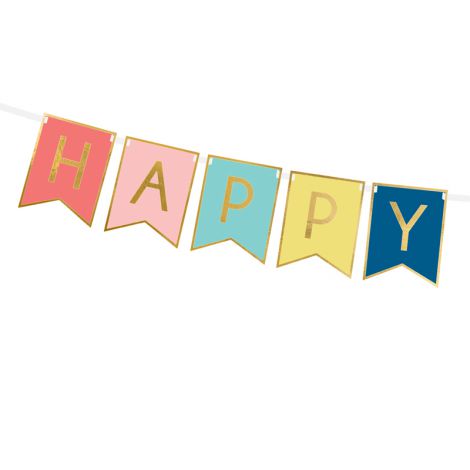 Baner Happy Birthday, 15 x 175 cm, mix kolorów - 2