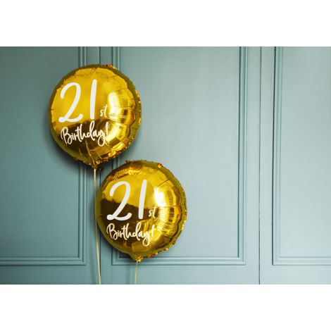 Balon foliowy 21st Birthday, złoty, 45cm - 2