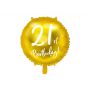 Balon foliowy 21st Birthday, złoty, 45cm - 2