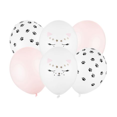 Balony Kotek, 30cm, mix kolorów, 6 sztuk