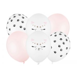 Balony Kotek, 30cm, mix kolorów, 6 sztuk