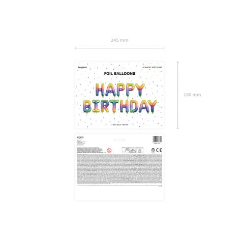 Balon foliowy Happy Birthday, 340x35cm, tęczowy - 3