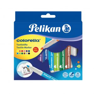 Flamastry do tkanin Pelikan Colorella, 12 kolorów