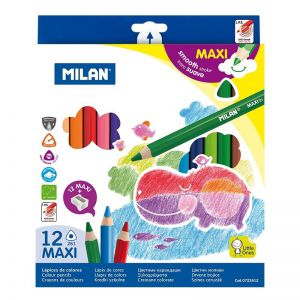 Kredki ołówkowe Milan Maxi trójkątne, 12 kol