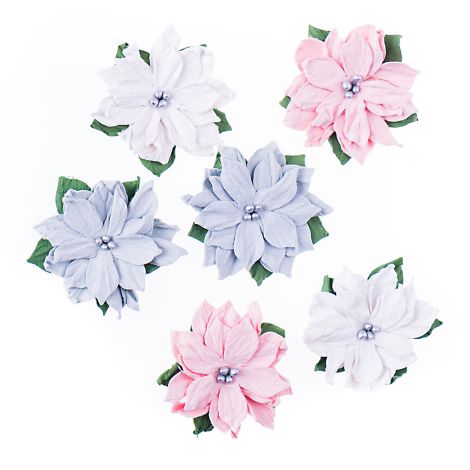 Kwiatki papierowe dpCraft Poinsecje 6szt, Frosty Pastels