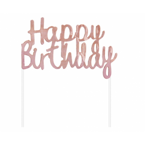 Dekoracja papierowa B&C Happy Birthday, różowo-złota, 11x14 cm