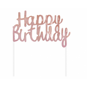 Dekoracja papierowa B&C Happy Birthday, różowo-złota, 11x14 cm