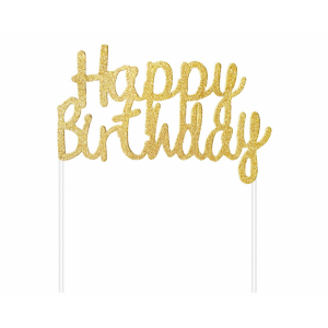 Dekoracja papierowa B&C Happy Birthday, złota, 11x14 cm