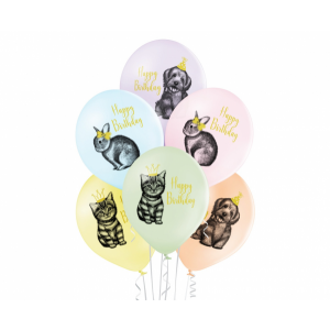 Balony D11 Birthday Pets, 6 szt.