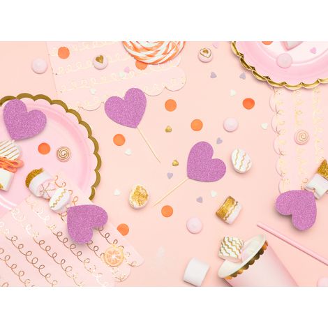 Dekoracje do muffinek Sweet Love - Serca, ciemny różowy, 6 sztuk - 4