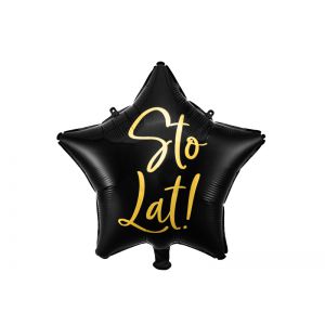 Balon foliowy Sto Lat!, 40cm, czarny
