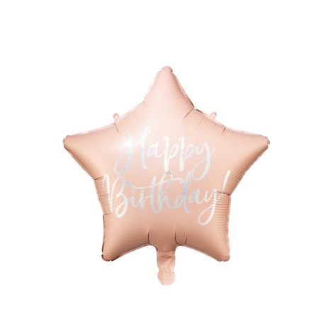Balon foliowy Happy Birthday, 40cm, jasny pudrowy róż - 3