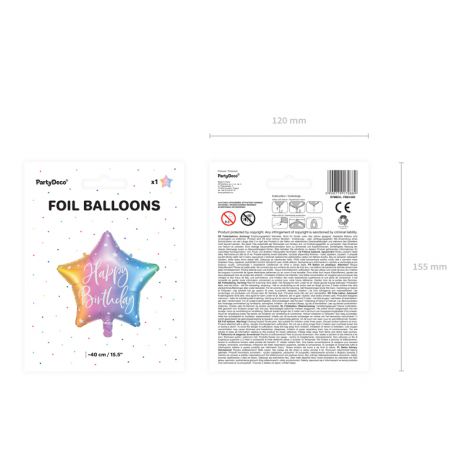 Balon foliowy Happy Birthday, 40cm, mix - 3