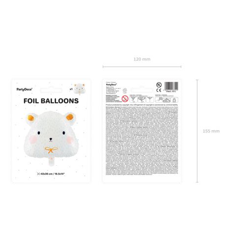 Balon foliowy Miś polarny, 51 x 45 cm, mix kolorów - 8
