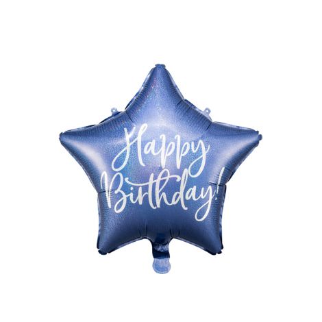 Balon foliowy Happy Birthday, 40cm, granatowy