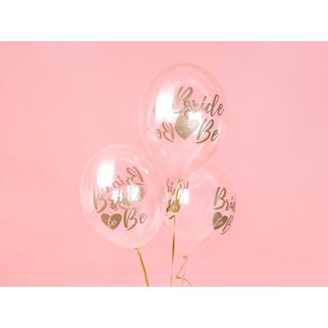 Balony Bride to be, 30cm, Crystal Clear, 6 sztuk - 2
