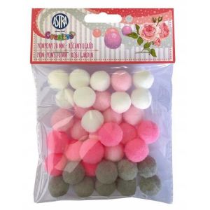 Pompony pluszowe Astra 2cm Różany Ogród, 35szt