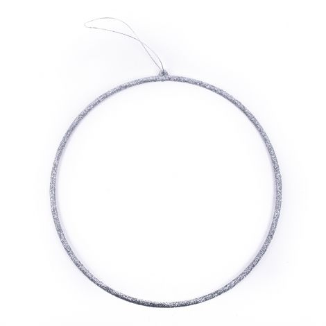 Obręcz metalowa dpCraft Brokat z zawieszką 25cm, Srebrna