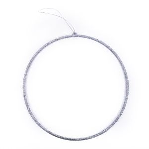Obręcz metalowa dpCraft Brokat z zawieszką 25cm, Srebrna