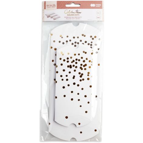 Pudełka na prezenty Golden Dots, zestaw 21x10cm 3 szt, 15x8cm 2szt - 2