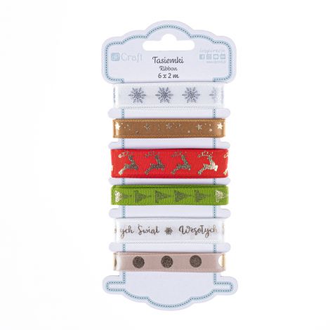 Tasiemki satynowe dpCraft Jolly Christmas, 6x2m