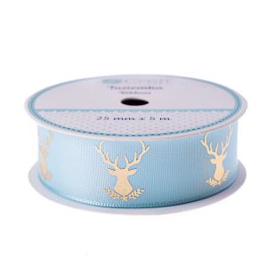 Tasiemka satynowa dpCraft Frosty Mint Jeleń, 25mm x 5m