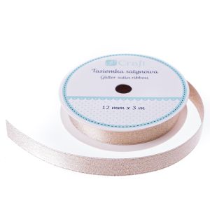 Tasiemka satynowa dpCraft z brokatem Kremowa, 3m