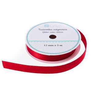 Tasiemka satynowa dpCraft z brokatem Czerwona, 3m