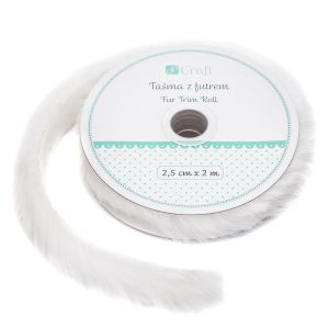 Taśma z futrem dpCraft 2.5cm x 2m, Biała