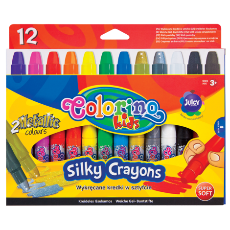 Kredki żelowe Colorino w sztyfcie wykręcane, 12 kolorów