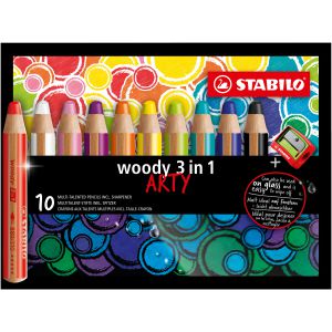 Kredki akwarelowe/woskowe Stabilo Woody 3w1 10kol