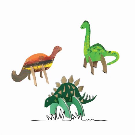 Zestaw kształtów tekturowych Happy Color 3D Dino, 6szt - 3