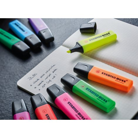 STABILO BOSS ORIGINAL Pastel Highlighter - Wallet of 4 - Assorted Colours, 70/4-4