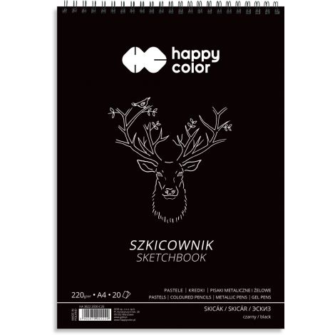 Szkicownik na spirali Happy Color Czarny A4/20/220g
