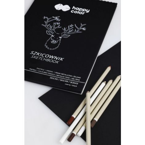 Szkicownik na spirali Happy Color Czarny A4/20/220g - 2