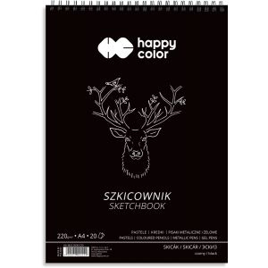 Szkicownik na spirali Happy Color Czarny A4/20/220g