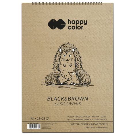 Szkicownik na spirali Happy Color Black&Brown A4/50/80g
