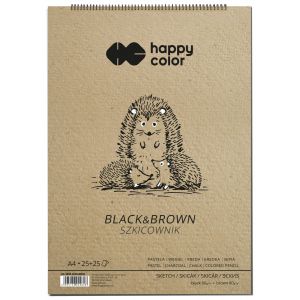 Szkicownik na spirali Happy Color Black&Brown A4/50/80g