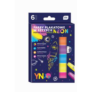 Farby plakatowe Interdruk w sztyfcie Neon, 6 kolorów