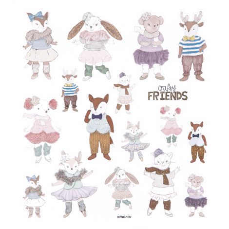 Naklejki dpCraft Brokat Crafty Friends, 17szt