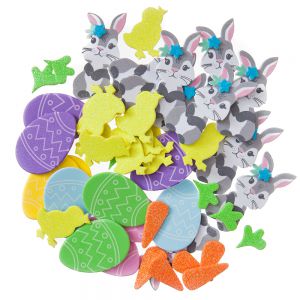 Naklejki z pianki dpCraft Króliczki, Kurczaczki, Pisanki i Marchewki, 48szt
