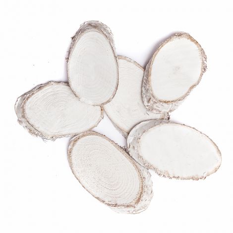 Plastry Drewna dpCraft Bielone Owal 5-8cm, 6szt